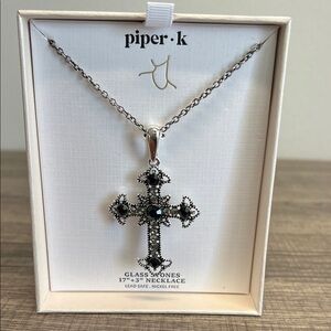 Piper K | Black & Silver Cross Necklace